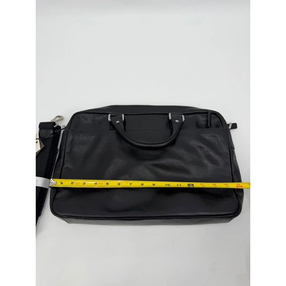 Picard Black Leather Briefcase Slim Laptop Bag Made in Europe NWT